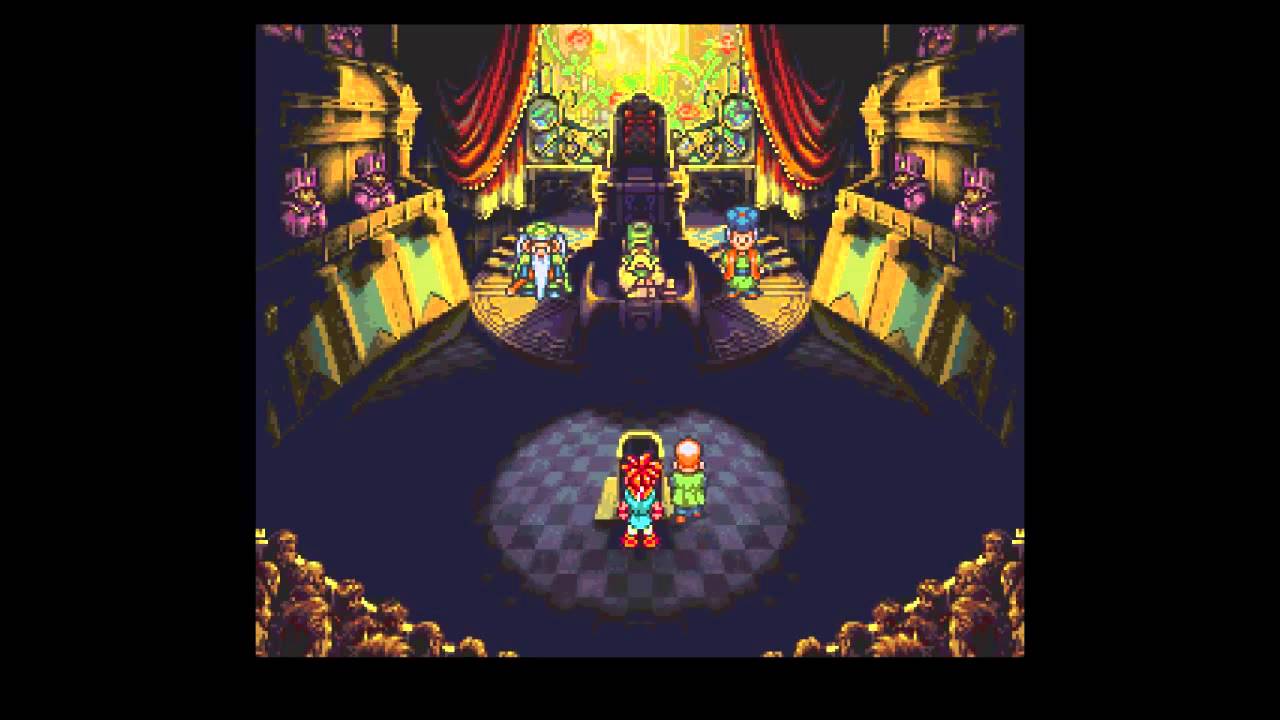 Crono standing before the court in Chrono Trigger