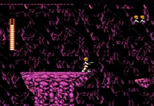 Luke Skywalker exploring a cave in Star Wars on the NES