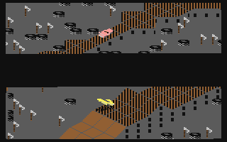Racing Destruction Set track editor on the Commodore 64