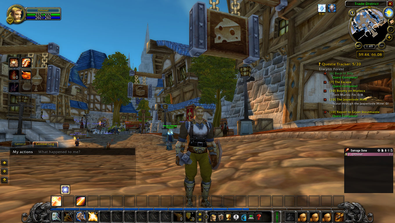Othniel standing in Stormwind’s Trade District in World of Warcraft